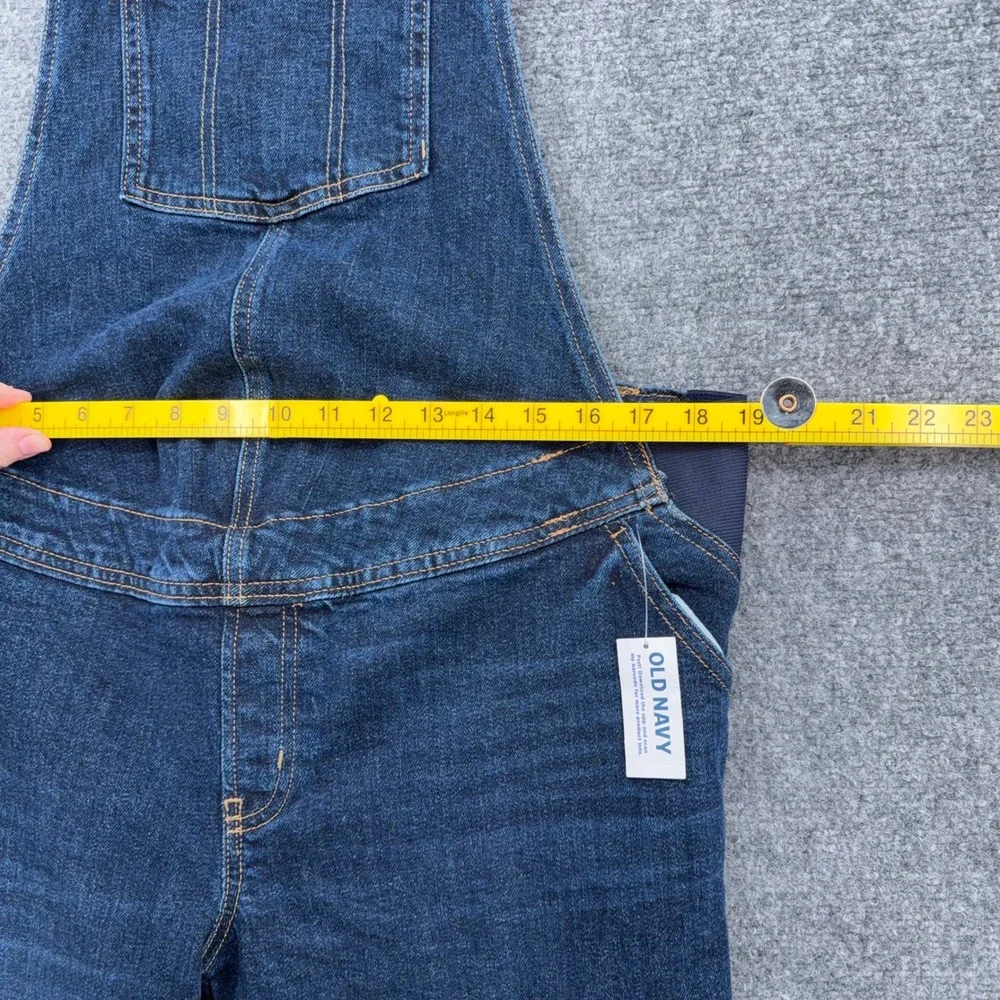 Old Navy Maternity Denim Overalls Women 10 Short Cotton Spandex Blue